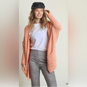 Umgee  oversized Salmon Cardigan Sweater S